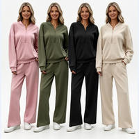 Ensemble de survêtement pour femme automne 2026 : Sweat-shirt à quart de zip et pantalon large – Vente en gros