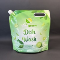Logo personnalisé 750ml 1000ml 2L 3L 5 litres détergent vaisselle savon nettoyage eau bec poche buse sac avec capuchon