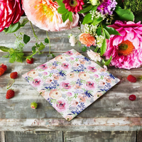 Serviettes en papier imprimées personnalisées Serviettes en papier jetables à motif de fleurs roses pour la table du déjeuner de printemps