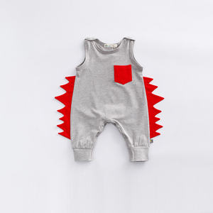 Vêtements pour bébé respirants en gros, vêtements d'été sans manches pour bébé garçon, barboteuse corail - Product Image 3