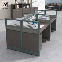 Modular Workstation Cubicle with Glass Partition/Shelf Modern Floating Desk Easy Assembly for Office/Call Center Use