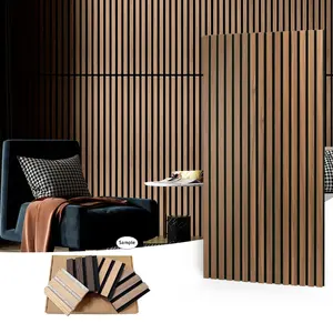 Best Fireproof Waterproof Acoustic Slat Wall Panel Wood Veneer Panel 3D Decorative Slats Acoustic Panels For Interior Wall Deco