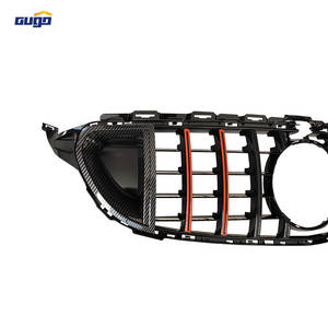 Calandre avant brillante noire GUGO W205 pour Mercedes Classe C W205 avec garniture rouge, calandre étoile diamant, pièces extérieures - Product Image 2