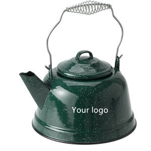 Tetera de 2,5 l para acampar al aire libre, picnic, esmaltado, logotipo personalizado, estampado de marca, tetera de agua y té moteado negro, tetera esmaltada con asa - Product Image 4