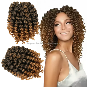 Vente en gros 8 pouces 80g Baguette Jumpy Haute Qualité <span class=keywords><strong>Cheveux</strong></span> Curl Tressage Crochet Bouclés Tresse Mèches de <span class=keywords><strong>Cheveux</strong></span> Synthétiques pour Tresses Africaines - Product Image 1