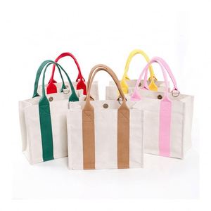 Sac fourre-tout pour femme, coloré, multicolore, à bandoulière, avec fermeture éclair, en toile, réutilisable, avec fond et côtés - Product Image 1