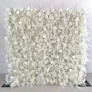 Nuova parete di fiori di festa artificiale 5d sfondo <span class=keywords><strong>bianco</strong></span> seta <span class=keywords><strong>rosa</strong></span> <span class=keywords><strong>e</strong></span> fiori di ortensie da parete 8x8 piedi fiore decorazione della parete - Product Image 4