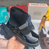 Chaussures d'école noires à design mixte pour filles bon marché en gros bottes légères en cuir reconstitué à semelle souple pour la saison automne/hiver