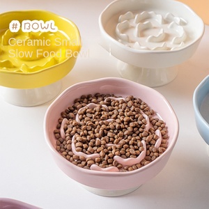 Ciotola di cibo per gatti lenta in ceramica per cani protezione per il collo del piede alto Anti-soffocamento eco-friendly arrotondata ciotola impermeabile per animali domestici - Product Image 2