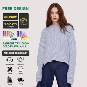 เสื้อสเวตเตอร์ไหมพรมผสมขนอัลปาก้าทรงหลวมสไตล์ลำลอง คอวี แขนยาว แบบคลาสสิก รับผลิตแบบ OEM & ODM พร้อมโลโก้ตามสั่ง - Product Image 1