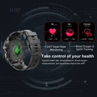 Montre connectée K63 avec écran AMOLED de 1,96 pouce, affichage permanent, batterie de 380 mAh, appels Bluetooth, montre connectée de qualité militaire pour hommes
