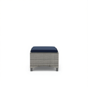 Gray PE Rattan <b>Garden</b> <b>Stool</b> With Foam Cushion Outdoor Furniture Contemporary Design Tapered Legs Standard Size - Product Image 1