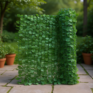 Schermo Divisorio Pieghevole Verde con Foglie di Edera Finte, Struttura Senza Cornice, Tema Vegetale Moderno Decorativo - Product Image 2