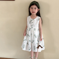 Robe d'été sans manches à imprimé floral pour filles, vêtements en coton pour enfants, vente en gros