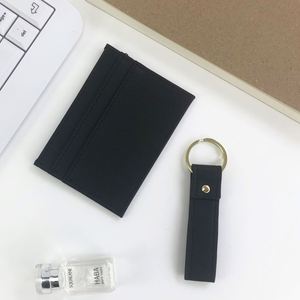 New Stock Custom Logo Embossed Handmade PU Leather Slim Modern Exquisite Unisex Card Wallet <b>Gift</b> <b>Box</b> Set for Men Women - Product Image 6