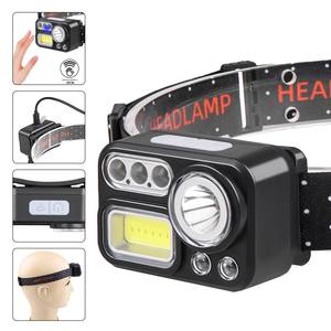 Lampe frontale rechargeable à LED avec capteur XPE COB pour la pêche nocturne en extérieur, la course à pied, batterie 1200 mAh, origine Yiwu - Product Image 2