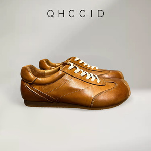 Chaussures de sport décontractées pour hommes en cuir marron à talon bas, à lacets, style rétro, confortables pour le quotidien - Product Image 4