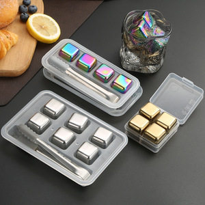 Pierres à whisky en acier inoxydable, pierres à refroidir le vin, glaçons métalliques réutilisables pour boire avec une pince à glace - Product Image 5