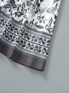 Đầm trung dài màu trơn thanh lịch với tay áo ren và cổ tròn, chất liệu dệt in kỹ thuật số, có thể giặt được - Product Image 4