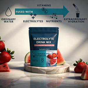 Poudre de boisson électrolytique à la fraise et à la pastèque, marque privée, vente chaude, mélange de boissons avec des oligo-éléments, des vitamines et des herbes pour soutenir l'hydratation - Product Image 4