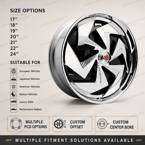 Cerchi in Lega con Coprimozzo Flottante 20 22 24 26 Pollici, Cerchi a Canale Profondo con Spinner per B-MW Au-di Mer-cedes Cor-vette C8, Upgrade Personalizzato - Product Image 4