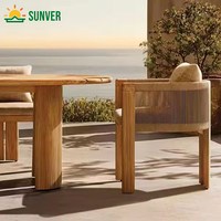 Ensemble de table et de chaises de salle à manger en teck moderne pour hôtel, villa, cour, utilisation en resort - Meubles d'extérieur durables