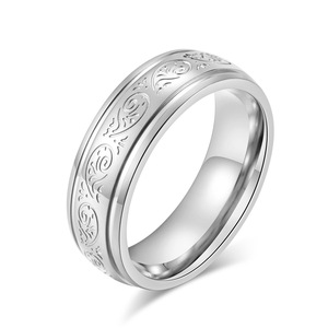 Men's Titanium Steel <b>Ring</b> Gold Color Plant Pattern Wedding Band Fashion Jewelry - Product Image 5