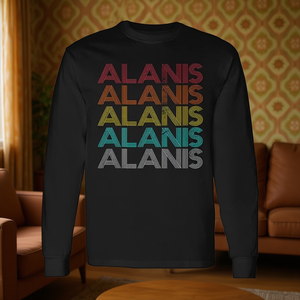 T-shirt a maniche lunghe Alanis dal design retrò vintage, vestibilità unisex - Product Image 3