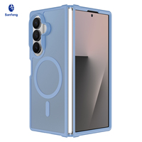 Casing Ponsel Magnetik Transparan Biru Muda untuk Samsung Z Fold 7 8 Ultra iPhone Duo, Sentuhan Lembut, Anti Benturan, Grosir