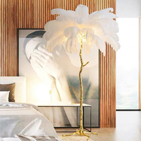 Lampes sur pied en forme de palmier de style nordique, design luxueux pour salon, lampes sur pied modernes en plumes d'autruche pour la décoration intérieure, Lamparas