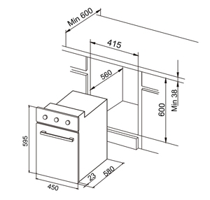 <span class=keywords><strong>Forno</strong></span> elettrico incorporato <span class=keywords><strong>da</strong></span> 18 "45cm, controllo della manopola, <span class=keywords><strong>forno</strong></span> a parete <span class=keywords><strong>compatto</strong></span> in vetro bianco - Product Image 3