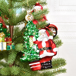 Élégante Décoration de Noël en Verre Peinte à l'Effigie du Père Noël, à Suspendre à la Fenêtre, Fournitures et Décorations de Fêtes de Noël - Product Image 1
