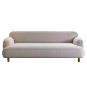 Sofá Moderno de Tela Tapizado con Brazos Rectos, Cojín en la Respalda y Patas de Madera para Sala de Estar, Apartamento u Hotel - Product Image 1