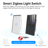 Interruptor de Luz Táctil Inteligente SIXWGH Zigbee 3.0 RF433 para Hogar Inteligente, 1/2/3/4 Canales, Control Remoto por Aplicación Tuya Smart Life, Compatible con Alexa y Google