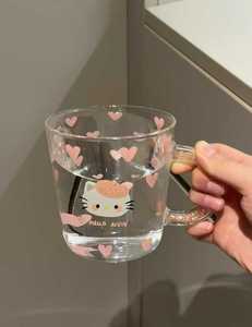 Vaso de Vidrio de 460 ml con Diseño de Hello Kitty y Asa con Brillantina para Leche, Jugo, Café, Uso Diario en el Hogar y Regalo - Product Image 1
