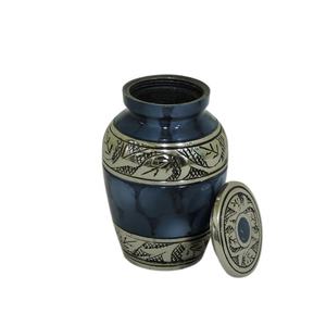 โกศใส่เถ้ากระดูกทองเหลืองสำหรับผู้ใหญ่เคลือบสีฟ้าหรูหราอุปกรณ์สำหรับงานศพแบบคลาสสิก - Product Image 3