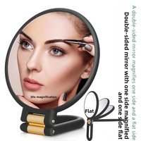 Miroir de maquillage pliable à double face pour bureau, grossissement 30x/1x, à suspendre