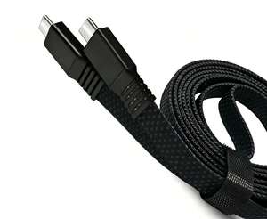 Câble USB-C vers Type-C plat 16K, pleine fonctionnalité, 240W80Gb USB4.2, cordon tressé anti-emmêlement plaqué pour MacBook Thunderbolt 5/<span class=keywords><strong>4</strong></span> <span class=keywords><strong>iPhone</strong></span> - Product Image 4