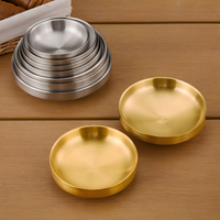 Assiette à sauce coréenne en acier inoxydable 304, petit plat, assiette coréenne dorée pour kimchi, assiette pour trempette de viande grillée, assiette à condiments