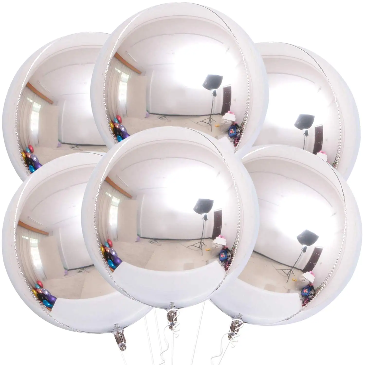 Decorações de balões de prata grandes 22 polegadas 360 graus redondos cromados prata aniversário ano novo fontes para festas