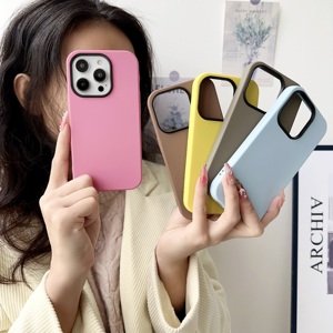 Carino guscio di gelatina Color caramella 2 in 1 semplice custodia per telefono per <span class=keywords><strong>iPhone</strong></span> <span class=keywords><strong>11</strong></span> 12 13 14 15 Pro Max <span class=keywords><strong>Cover</strong></span> di protezione <span class=keywords><strong>completa</strong></span> antiurto - Product Image 4