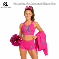 Ensemble de cheerleading personnalisé, vêtements d'entraînement sublimés, tenues d'échauffement pour équipe de cheerleading, nœuds et pompons de cheerleading, vêtements d'entraînement professionnels