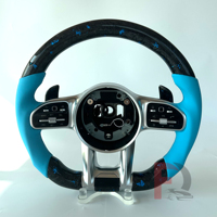 Nuevo Diseño de Volante AMG en Fibra de Carbono Forjada Azul para Mercedes Benz Clase C W201 W202 W203 W204 W205 W206 C63 C43 G63 C300