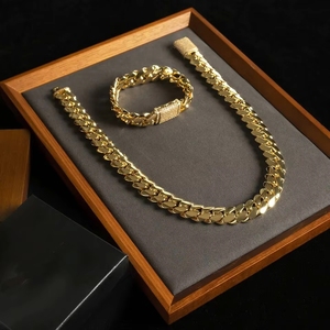 Wholesale Custom Jewelry Manufacturer 18k Gold Plated <strong>Titanium</strong> 20mm Thick Necklace Bracelet Miami Cuban Link <strong>Chain</strong> for Men - Product Image 1