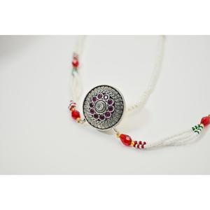 Bijoux pour femmes Manish Jewellers MJR009 en argent 925, style bohème vintage Rakhadi avec perles rouges et finition oxydée pour un usage quotidien - Product Image 1