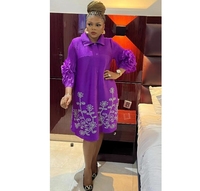Robe chemise plissée Miyake élégante pour femme, coupe ample, grande taille, couleur unie, design à simple boutonnage, collection été Sheen Lady
