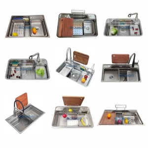 Thép không gỉ hiện đại bồn rửa nhà bếp chức năng với các phụ kiện bồn rửa nhà bếp Bát đơn một Bộ bồn rửa nhà bếp - Product Image 6