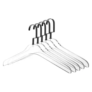 5 Pack Luxe Kasten Kleerhangers Doorzichtige Acryl Hangers Met Goud Verchroomde Stalen Haken