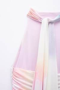 Sommer ärmelloses Neck holder Top Kurzes Kleid Bedruckte Seide mit knielangen Drop Cover Prom Mesh Kleidern - Product Image 5