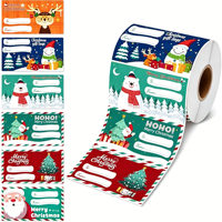 Autocollants en vinyle imperméables personnalisés pour cadeaux de Noël, motifs étoiles de dessins animés, adhésifs, décorations pour papier cadeau de fêtes